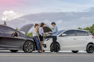 Head-On Car Crash on the road