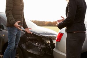 Two Drivers Arguing Over fault To Cars After Accident