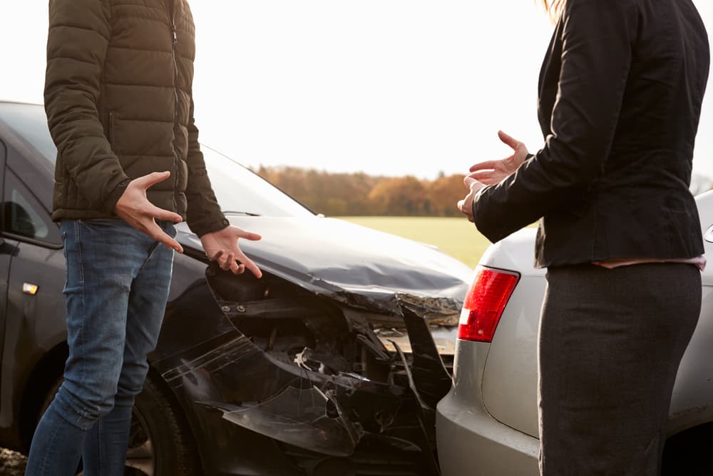 Two Drivers Arguing Over fault To Cars After Accident