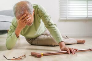 Senior slip and fall, Elderly people accident slip and fall. 