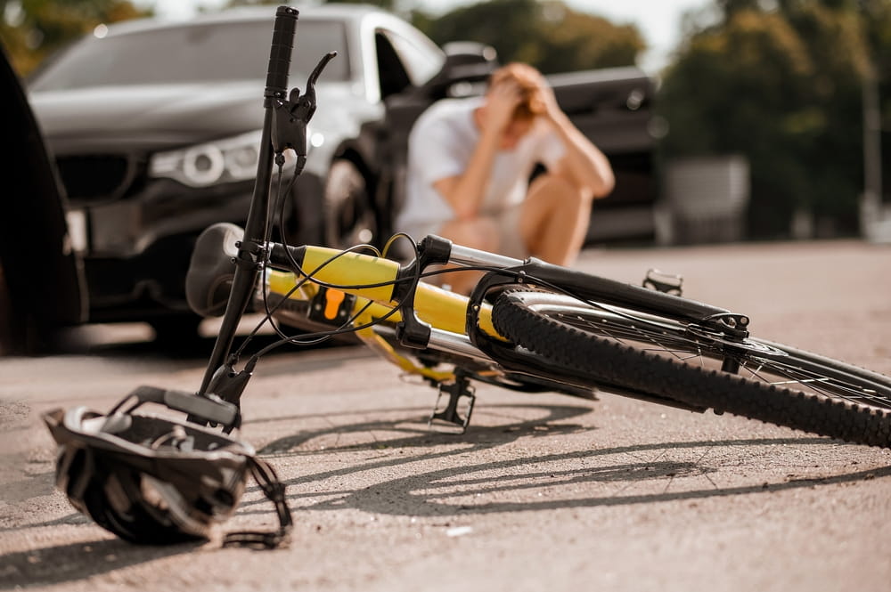 Damaged bicycle after a collision with a motor vehicle in Redding
